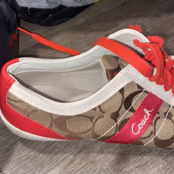 Women’s Tan and Red Coach tennis shoes - Picture 4 of 4